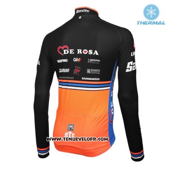 2016 Maillot Ciclismo DE Rose Noir et Orange Manches Longues et Cuissard